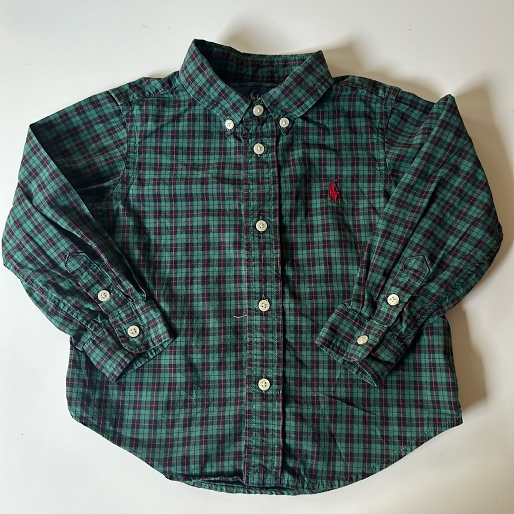 Boys Polo Tartan Holiday Print Button down